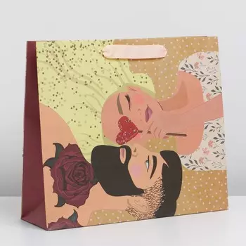 Пакет подарочный крафтовый горизонтальный, упаковка,