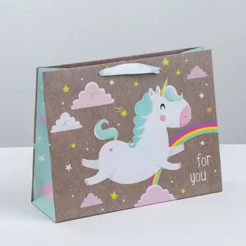 Пакет подарочный крафтовый горизонтальный, упаковка,