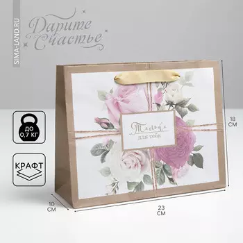 Пакет подарочный крафтовый горизонтальный, упаковка,