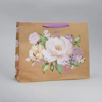 Пакет подарочный крафтовый горизонтальный, упаковка,