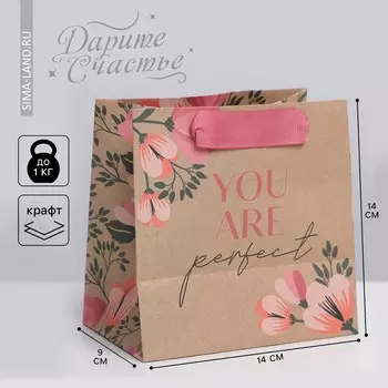 Пакет подарочный крафтовый квадратный, упаковка,