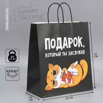 Пакет подарочный крафтовый, упаковка,