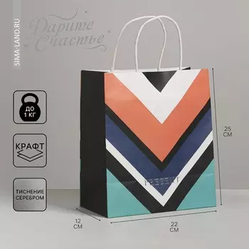 Пакет подарочный крафтовый, упаковка, present, 22 х 25 х 12 см