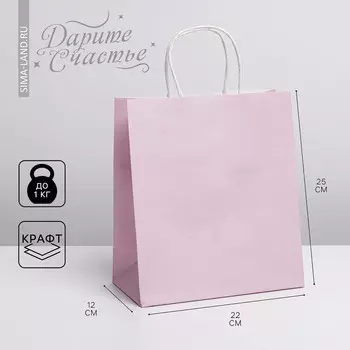 Пакет подарочный крафтовый, упаковка, sweet, 22 х 25 х 12 см