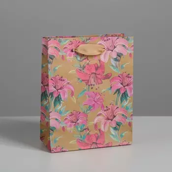 Пакет подарочный крафтовый вертикальный, упаковка,