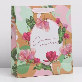 Пакет подарочный крафтовый вертикальный, упаковка,