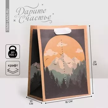 Пакет подарочный крафтовый вертикальный, упаковка,