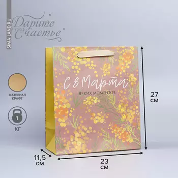 Пакет подарочный крафтовый вертикальный, упаковка,