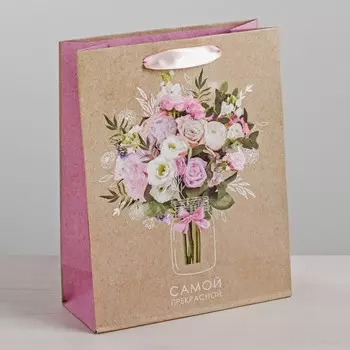 Пакет подарочный крафтовый вертикальный, упаковка,