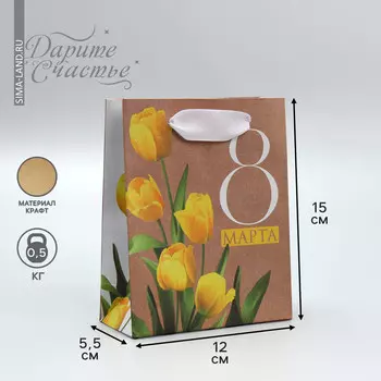 Пакет подарочный крафтовый вертикальный, упаковка,