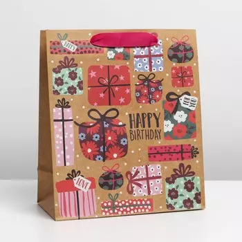 Пакет подарочный крафтовый вертикальный, упаковка,