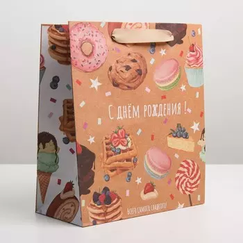 Пакет подарочный крафтовый вертикальный, упаковка,