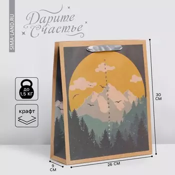 Пакет подарочный крафтовый вертикальный, упаковка,