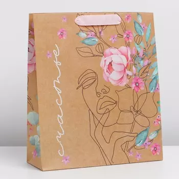 Пакет подарочный крафтовый вертикальный, упаковка,