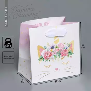 Пакет подарочный ламинированный квадратный, упаковка,