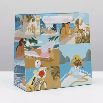 Пакет подарочный ламинированный квадратный, упаковка,