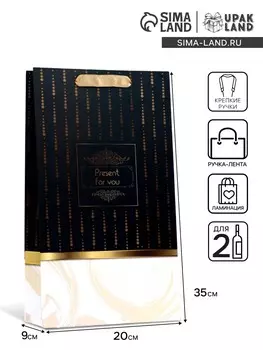 Пакет подарочный ламинированный под две бутылки present, 35209 см