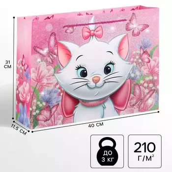 Пакет подарочный ламинированный с блестками, коты аристократы, 40х31х11,5 см