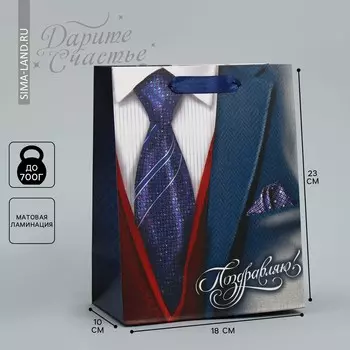 Пакет подарочный ламинированный вертикальный, упаковка,