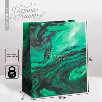 Пакет подарочный ламинированный вертикальный, упаковка, present for you, ml 23 х 27 х 11,5 см