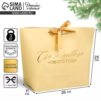 Пакет подарочный новогодний lucky present, 26 х 25 х 11 см