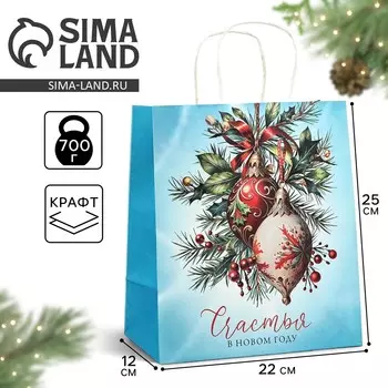 Пакет подарочный новогодний крафтовый