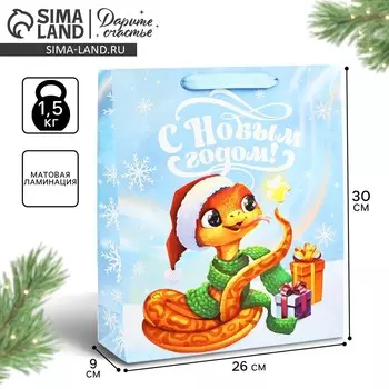 Пакет подарочный новогодний ламинированный