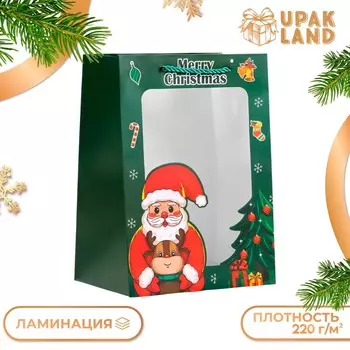 Пакет подарочный новогодний ламинированный, с окном