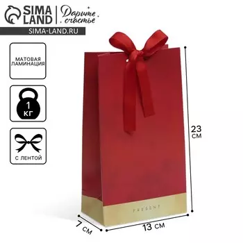 Пакет подарочный с лентой, упаковка,