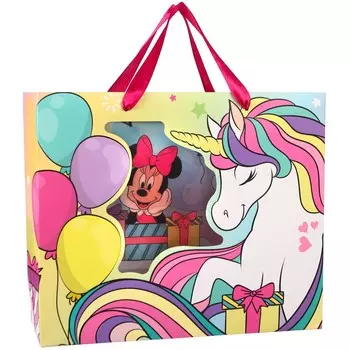 Пакет подарочный, 312611 см, пластиковое окно, упаковка, минни маус и единорог