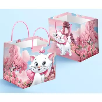 Пакет подарочный с широким дном, 30х30х30 см, коты аристократы