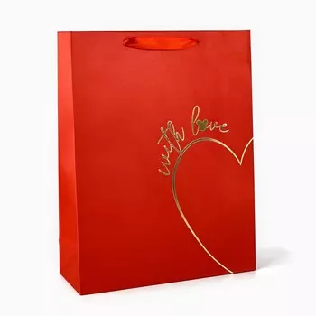 Пакет подарочный с тиснением with love, микки маус, 314011.5 см