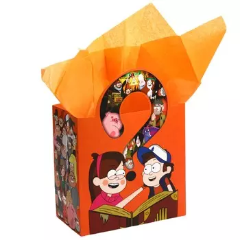 Пакет подарочный с упаковочной бумагой тишью, 22х22х12 см, гравити фолз