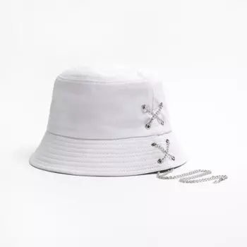 Панама женская minaku с цепочкой, белая, размер 56-58