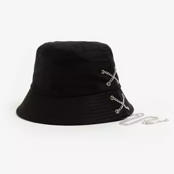 Панама женская с цепочкой minaku, черная, размер 56-58