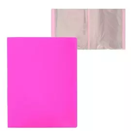 Папка с 80 вкладышами а4, 700 мкм, calligrata, неон, розовая