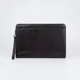 Папка деловая, 2 отдела на молниях, наружный карман, ручка, цвет коричневый