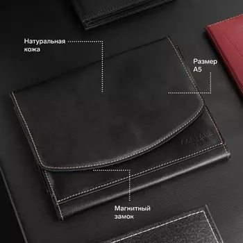 Папка для автодокументов cartage, натуральная кожа, черная, 22184.5 см