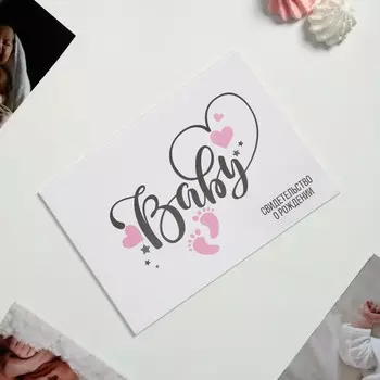 Папка для свидетельства о рождении baby, для девочки, а5