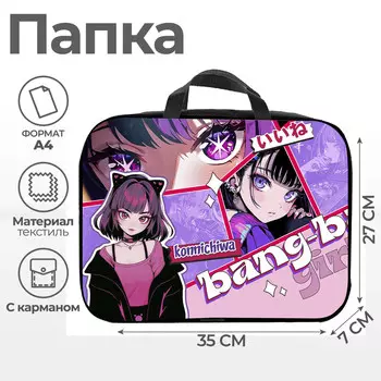 Папка для труда а4 на молнии текстиль 70 мм 350270 дев