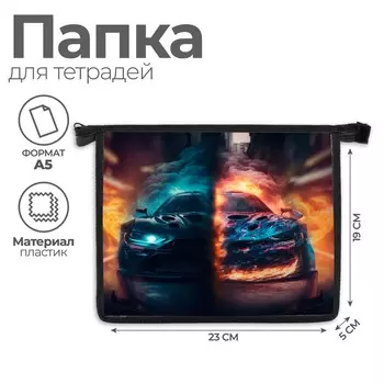 Папка для тетрадей а5, 230 х 190 х 50 мм, молния сверху, пластиковая, calligrata