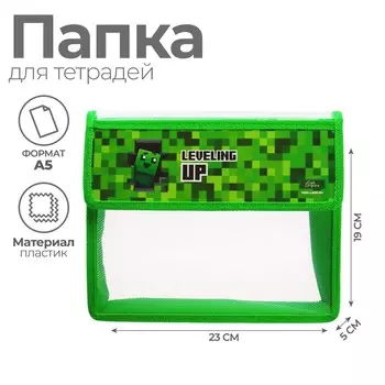 Папка для тетрадей а5 (230 х 190 х 50 мм), с клапаном на липучке, пластик/текстиль, calligrata