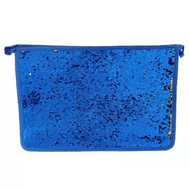 Папка для тетрадей формат а4, на молнии, пайетки двуцветные-синий/золотистый