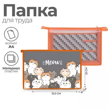 Папка для труда а4, 325 х 230 х 100 мм, молния сверху, пластиковая, птр-22