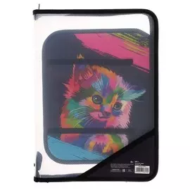 Папка для труда а4, молния вокруг, откидная планка, пластиковая, calligrata,