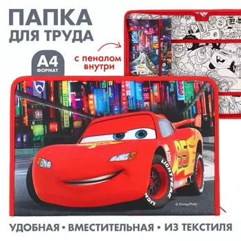 Папка для труда а4 с пеналом, на молнии, текстиль,