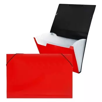 Папка картотека а4, calligrata top deluxe, 13 отделений, пластиковая, 1000 мкм, красная