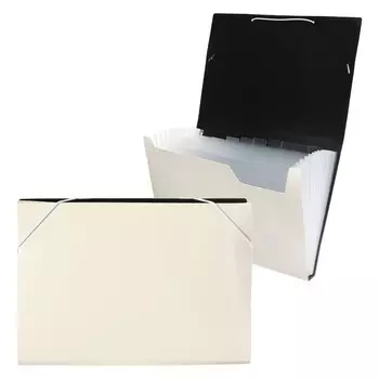 Папка картотека а4, calligrata top deluxe, 13 отделений, пластиковая, 1000 мкм, молочная