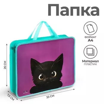 Папка с ручками а4, 330 х 260 х 75 мм, пластиковая, ручки-тесьма, calligrata