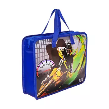 Папка с ручками пластиковая, а4, мотоциклист